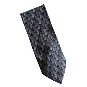 Vintage Bill Blass 90s Silk Necktie Blue Taupe Art Deco